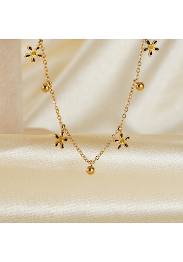 Sones Opk Gz199 Paslanmaz Çelik Çiçek Boncuk Bileklik Altın