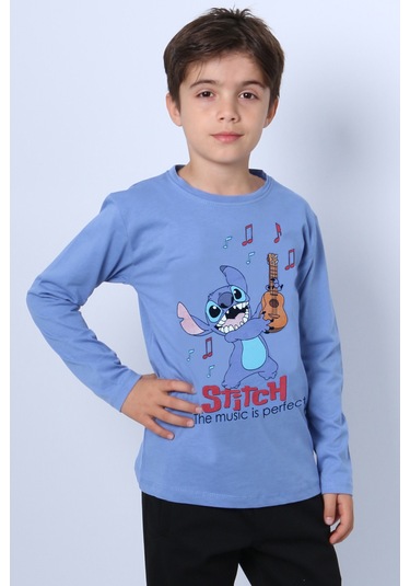 Erkek Çocuk Uzun Kollu Tshirt Karakter Baskılı Bisiklet Yaka E10 İndigo