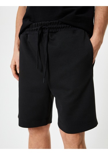 Koton Bermuda Şort Beli Bağcıklı Cep Detaylı Siyah 4sam40020mk Siyah