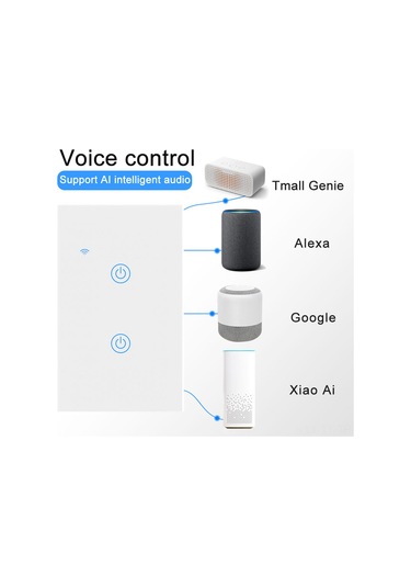 Teltree Akıllı Dokunmatik Cam Anahtar Panel - Led Göstergeli, Wifi Bağlantılı, Yx-ws002a Model, 2 Yollu Tuya Wifi