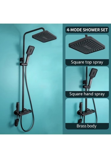 Piyano 5 Fonksiyonlu Kendinden Banyo Bataryalı Robot Duş Seti Şat Siyah