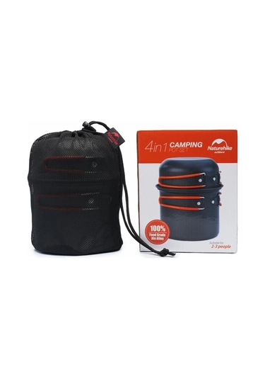 Naturehike 4ın1 Kamp Yemek Pişirme Seti Koyu Gri