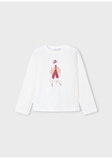 Mayoral Kız Çocuk Uzun Kollu T-shirt 4010 Krem