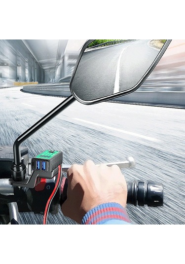 Jeemson Motosiklet Usb Şarj Cihazı 12-24v, Sae Bağlantı, 4.8a Çift Port, Voltaj Tespiti, Su Geçirmez