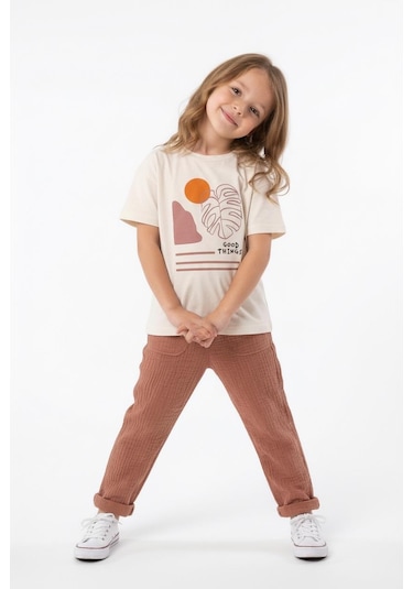 Miababy Oversize Baskılı Müslin Takım Gülkurusu