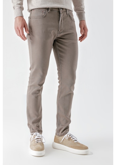 Erkek Vizon Mevsimlik Pamuk 5 Cep Slim Fit Jean Pantolon 25ms003008405 Vizon Vizon