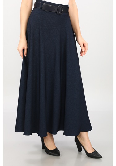 Soralline Kadın Etek Kışlık Kumaş Kloş 779 Lacivert