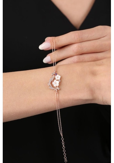 Mia Vento Manolya Çiçeği Işıltı Buklesi Rose Flowers Gümüş Bileklik