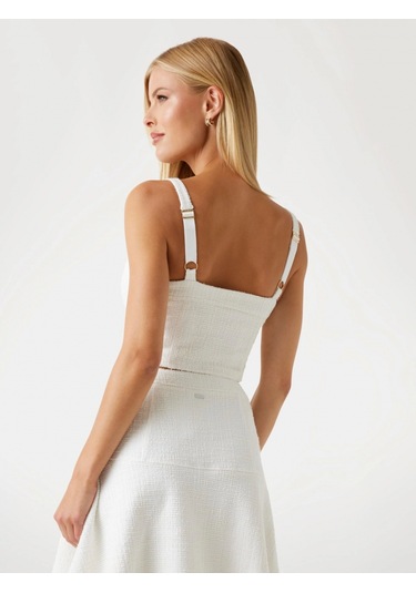 Guess Tamara Kadın Beyaz Top W5yp07kcxo2-f0fd Beyaz