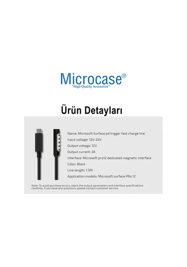 Surface Pro 1-2 Type-c Pd Manyetik Şarj Kablosu 150 Cm - Al4144