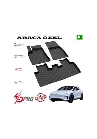 Tesla Model Y Havuzlu Kauçuk Paspas Siyah 2025 2026 2027