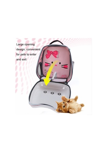 Cbtx Karikatür Desen Kedi Şeffaf Pet Çanta Uzay Kapsülü Taşınabilir Pet Sırt Çantası, Renk: Gri
