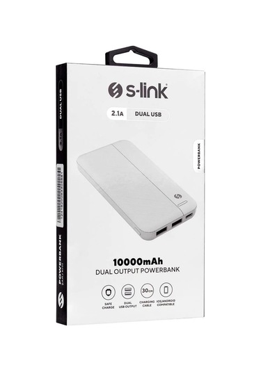 S-Link Ip-G10N 10000Ma Powerbank 2 Usb Port Beyaz Taşınabilir Pil