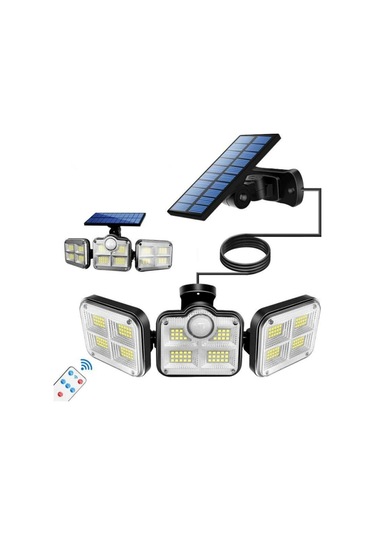 Kumandalı Solar Güneş Enerjili 122 Ledli Hareket Sensörlü Bahçe Aydınlatma Sokak Lambası Asorti