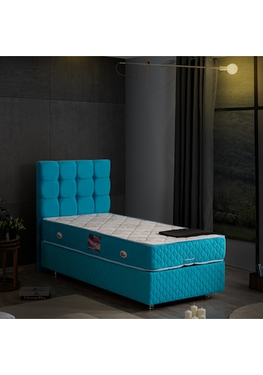 Setaymobilya Baza, Duke Turkuaz Tek Kişilik Baza + Başlık+ Ortopedik Yatak
