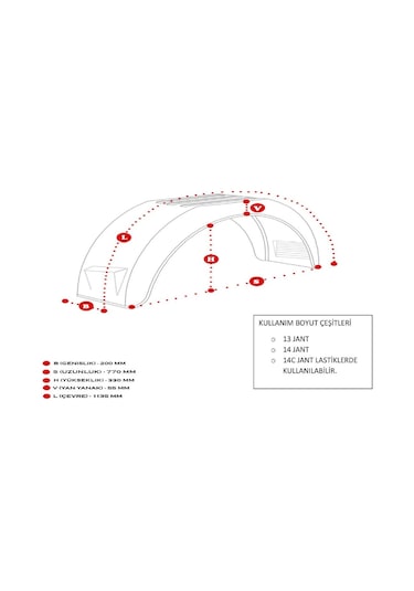 Plastik Römork Çamurluk Tekne - Karavan 200 MM