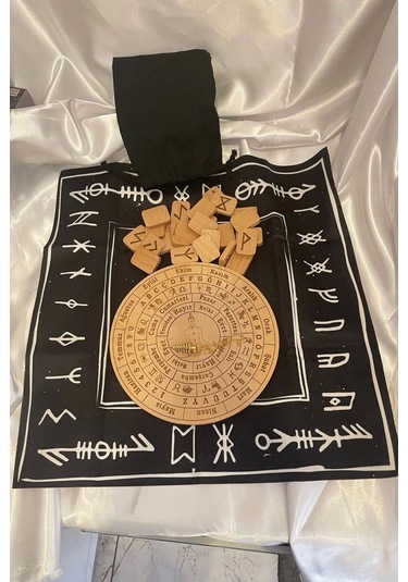 Rune Semboli Taşları Run Taşları Örtüsü Pandül Tahtası Pirinç Pandül Sunak Nordic Runes Sarkaç Seti