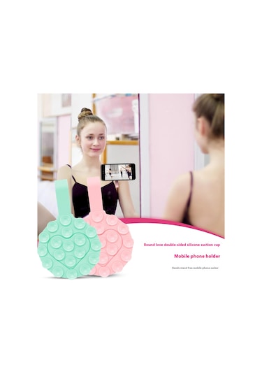 Rk-x18 19 Tane Silikon Vantuz Kalp Şeklinde Çift Taraflı Telefon Tutucu Çıkarılabilir Telefon Montaj Aparatı - Siyah