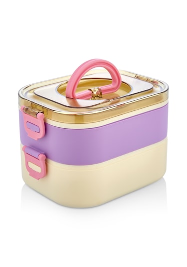 Yeni Nesil Sefer Tası Lunch Box Beslenme Kabı Saklama Kutusu Mor