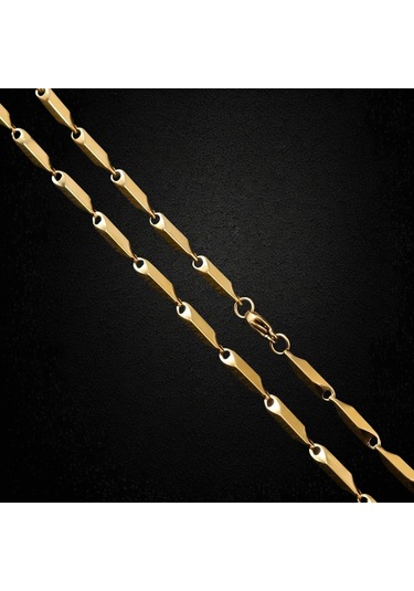 Çelik Kolye Titanyum Melon Düz Model 2 Mm 55 Cm Altın Sarısı Gold Gold