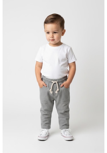 MiaBaby Bebek Müslin Pantolon Taş