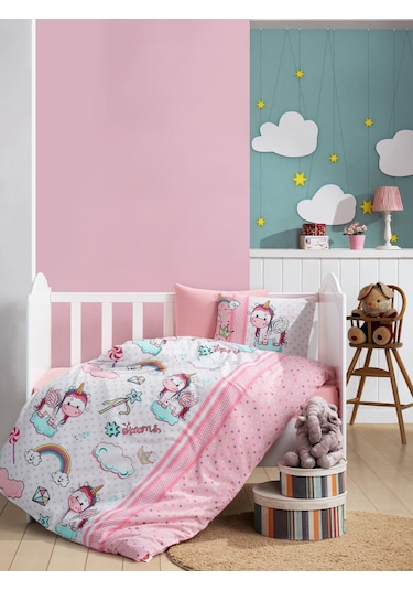 Cotton Box Flanel Bebek Nevresim Takımı Unicorn Pembe