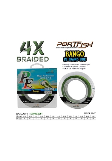 Portfish Bango 4 Kat Ip Misina 150 Mt Yeşil (416525755)