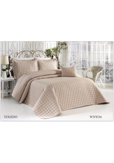 Walls Yatak Örtüsü Nakışlı Çift Kişilik Toledo Bej