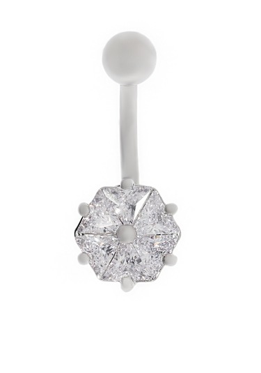 Kadın Altıgen Taş Model Çelik Piercing Gümüş