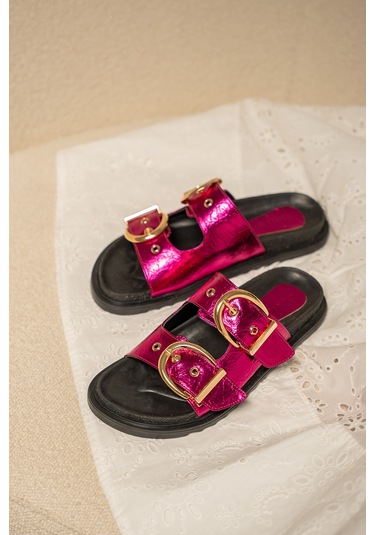 Craft Kadın Gold Toka Detaylı Terlik Fuşya