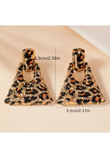 Leopar Desen Gösterişli Küpe Altın