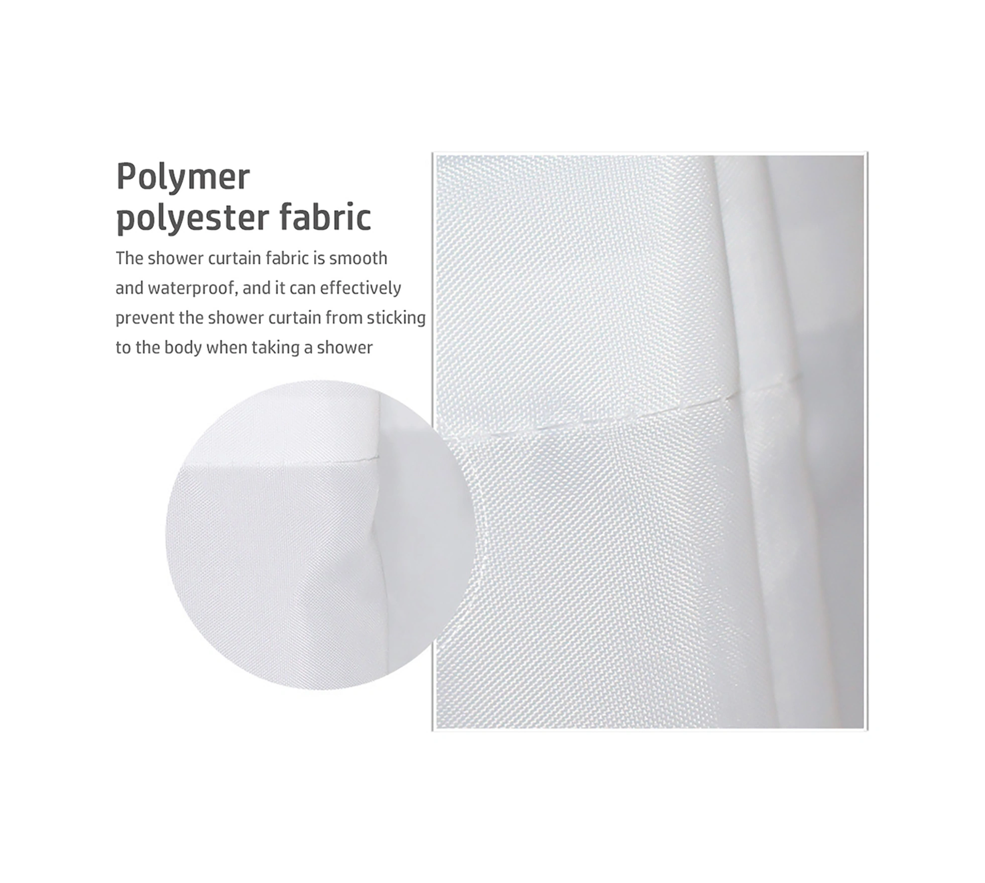 Youmex Beyaz Su Geçirmez Anti-moisturizing Banyo Perdesi - Kalın Poliester, 150x200 Cm, 10 Adet Kanca İle 1 Adet Beyaz