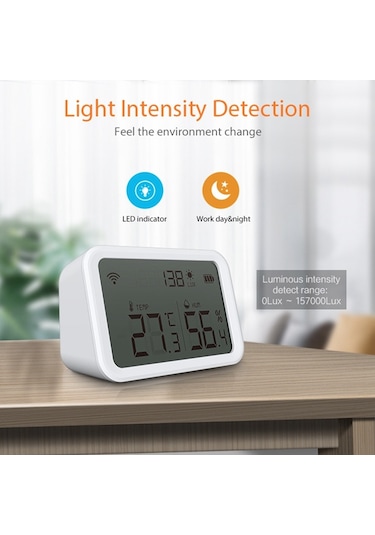 Neo Nas-th02b Çok İşlevli Sensör Tuya Zigbee Işık Yoğunluğu Algılamalı Akıllı Sıcaklık Ve Nem Dedektörü