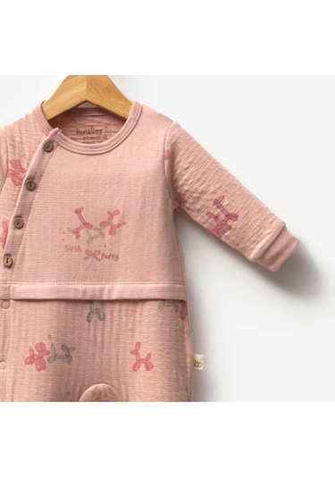 Bubbless Birth Part Kız Bebek Yandan Açmalı Tulum Gül Kurusu