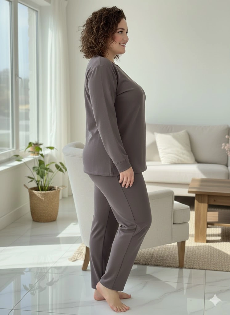Kadın Büyük Beden Eşofman Takımı Gri