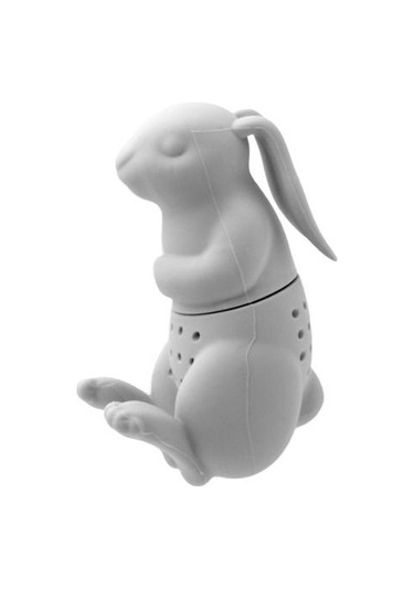 Tavşan Çay Süzgeci Silikon Tavşan Şeklinde Çay Demliği Yeniden Kullanılabilir Yaprak Bitki Baharat Filtresi Süzgeçler Çaydanlık Dekoru İçin Gri