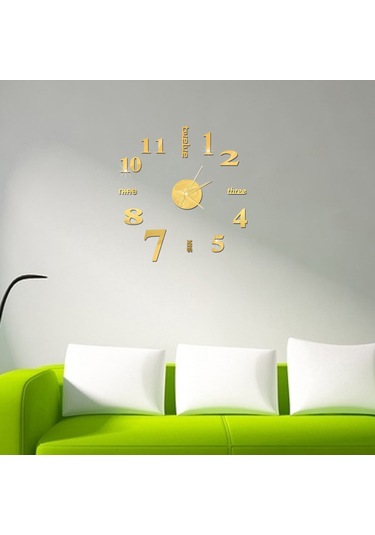 Ruicoo Altın Akrilik Dıy Duvar Saati, Sessiz Hareketli, Konforlu Yatak Odası Ve Salon Dekorasyonu, Kolay Kurulum Pil Dahil Değil Altın