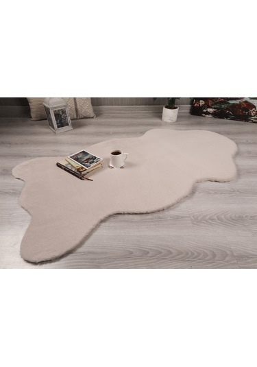 Tavşan Tüyü Dekoratif Ultra Yumuşak Post Peluş Kaymaz Halı Vizon