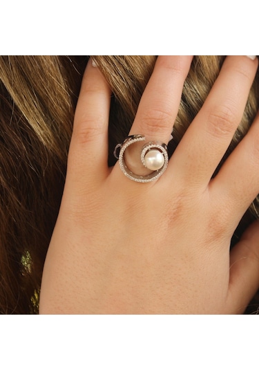 925 Ayar Gümüş 9 Tasarım Incili Yüzük (552867457)