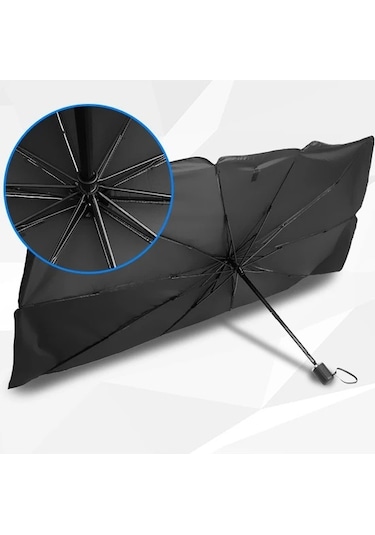 Araba Ön Cam Montajı Gerektirmeyen Büyük Boy Titanyum Gümüş Şemsiye