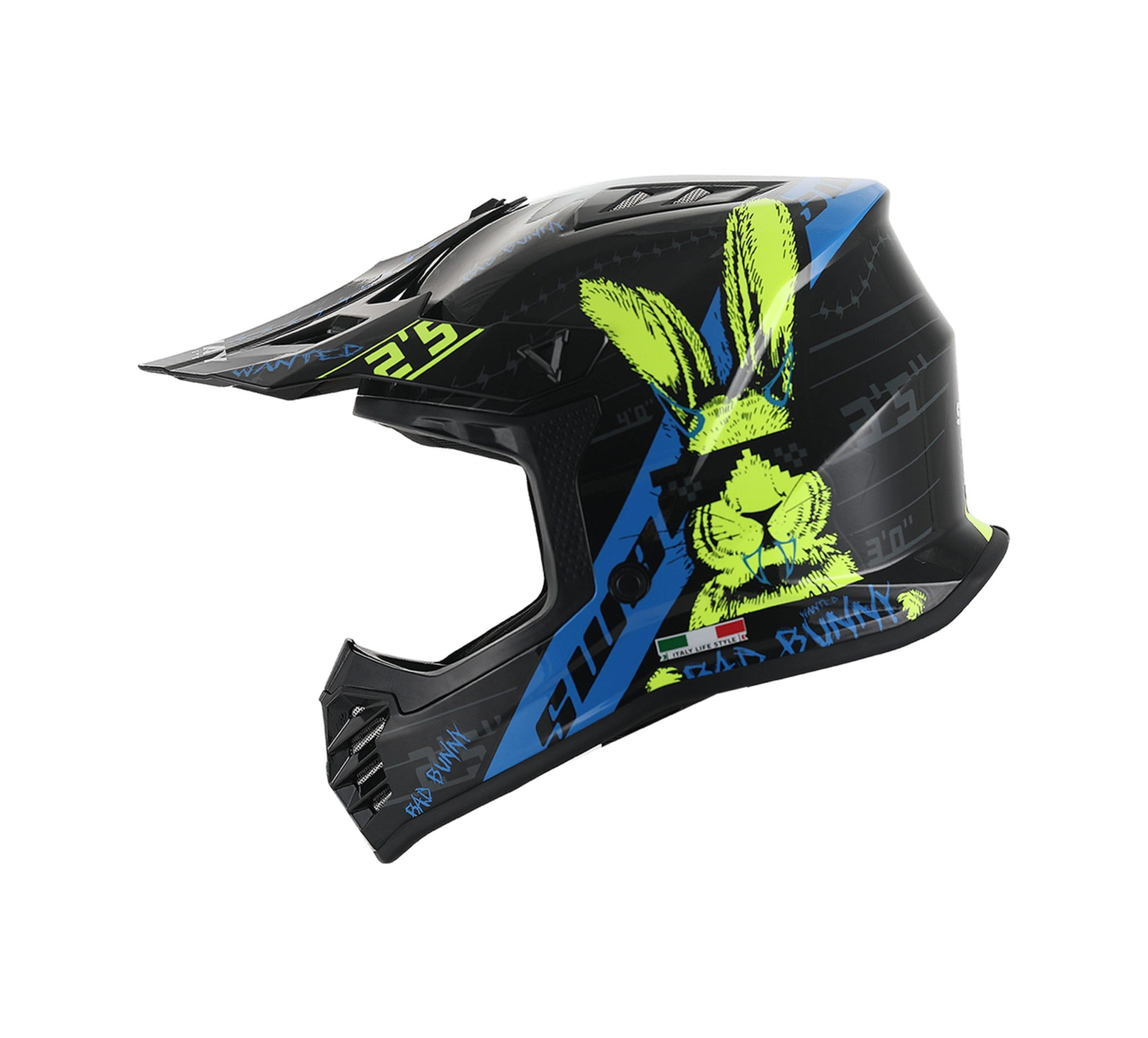 Sway 618 Bunny Çocuk Cross Kaskı Bisiklet Motosiklet Enduro Kask L Beden Siyah Mavi Çocuk Kaskı Sarı - Mavi