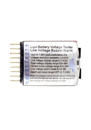 1-8s Cell Lipo Ölçer Buzzer Sesli Alarm 2in1test