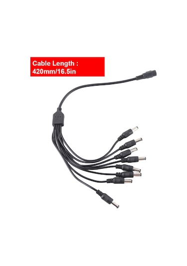 Yaozixa 8 Çıkışlı Cctv Güç Dağıtıcı Kablosu, 5.5x2.1mm Ana Bağlantı, 1 Adaptörle 8 Kameraya Enerji Sağlar, 12v Dc Uyumlu, Led Ve Güvenlik Kameraları İçin