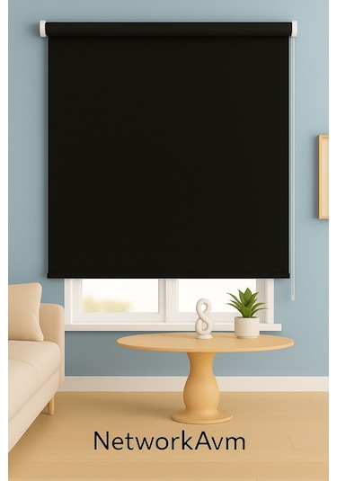 Ithal Kalın Siyah Beyaz Zebra Stor Güneşlik Perde Etek Dilimsiz Alüminyum Kasa Metal Ayak Siyah