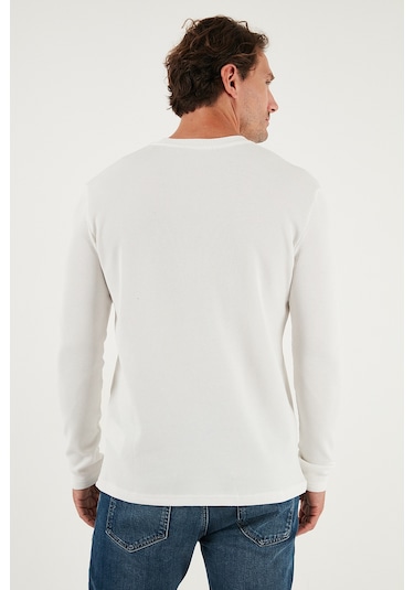 Buratti Pamuklu Bisiklet Yaka Slim Fit Basic Erkek Sweat 5905073 Ekru