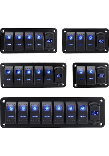 Xuweiwei 6 Yol 4x4 Alüminyum Joystick Paneli Çift Usb 42a Hızlı Şarj Mavi Led Aydınlatma Voltaj Göstergesi Otomotiv Aksesuarı