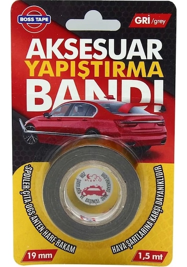 Boss Tape 3920 Çift Oto Aksesuar Yapıştırma Bandı 19mmx1.5m Gri