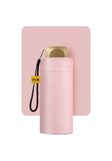Yystore Ultra Hafif Güneş ve Yağmur Koruyucu Mini Şemsiye Pembe Açık Pembe