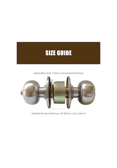 Ximistore9 Stainless Steel Gizlilik Kapı Kilidi - Bakır Kilideli, 3 Anahtarlı, Sağ/sol Uyumlu, Yatak Odası/banyo İçin Diğer