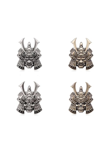 Stil - 7-3d Araba Sticker Premium Savaşçı Metal Araba Yan Çamurluk Arka Bagaj Kafatası Amblem Rozet  Herhangi Bir Araç